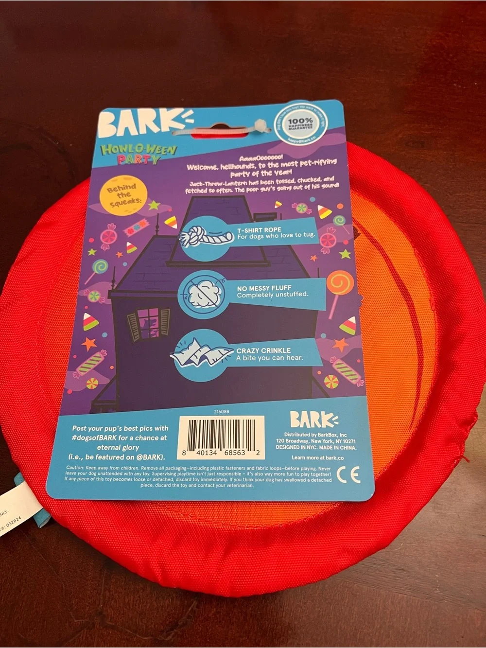 Bark Pumpkin Jack-O'-Lantern Orange and Black Flying Disc Dog Toy